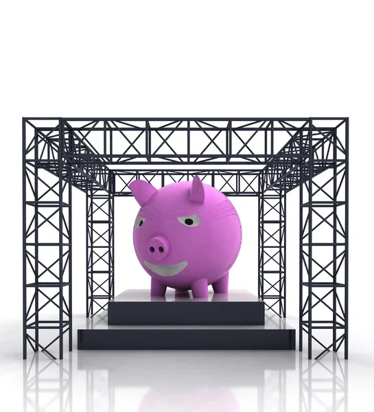 Isolated show stage with pink pig — Stock Photo, Image