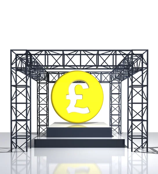 Isolated show stage with british pound coin — Stock Photo, Image
