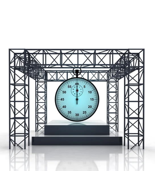 Isolated show stage with shiny blue stopwatch — Stock Photo, Image