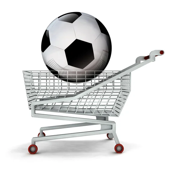 Bought new ball in shopping cart isolated — Stock Photo, Image