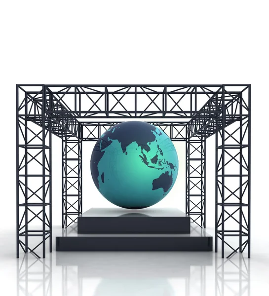 Isolated show stage with asia on globe — Stock Photo, Image