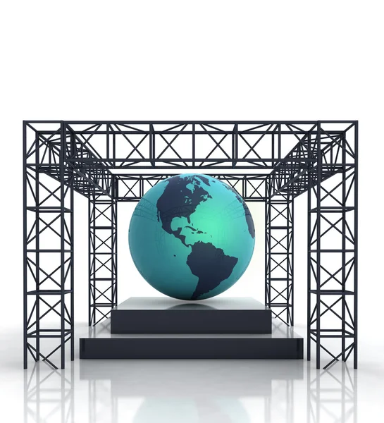 Isolated show stage with america on globe — Stock Photo, Image