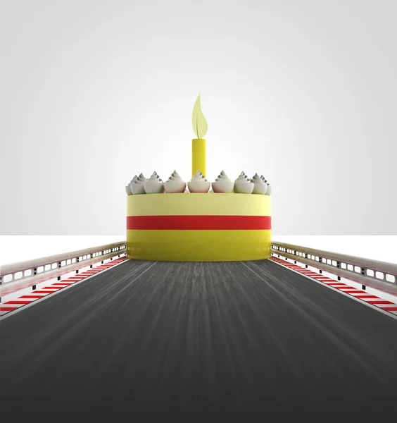 お祝いにつながる高速道路上のケーキ — ストック写真