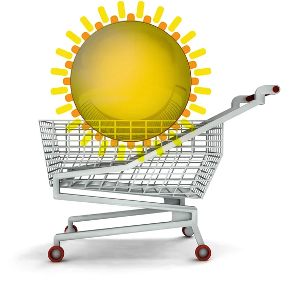 Bought holiday trip in shopping cart isolated — Stock Photo, Image