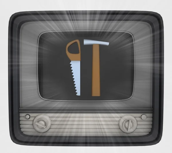 Manual tools in retro television and flare — Stock Photo, Image