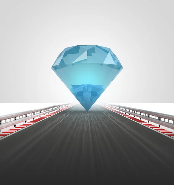 Diamond on motorway leading to wealth — Stock Photo, Image