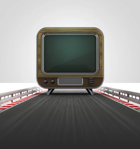 Television on motorway track leading to entertainment — Stock Photo, Image