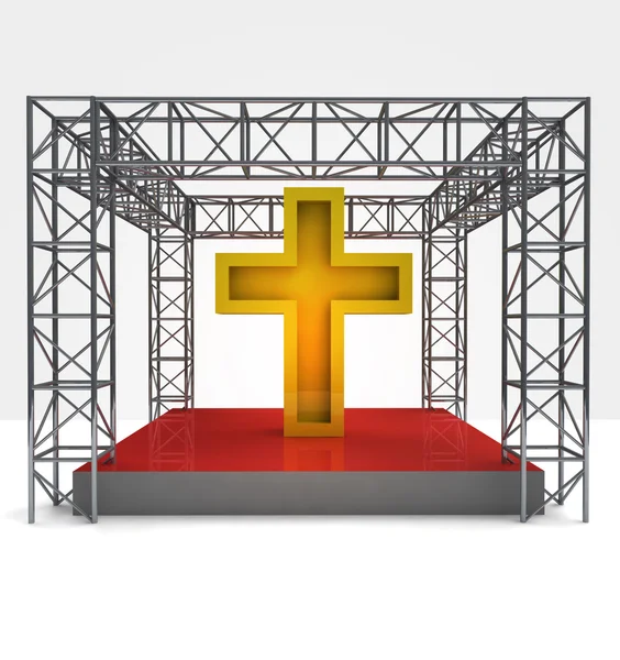 Religion festival under steel framework construction — Stock Photo, Image