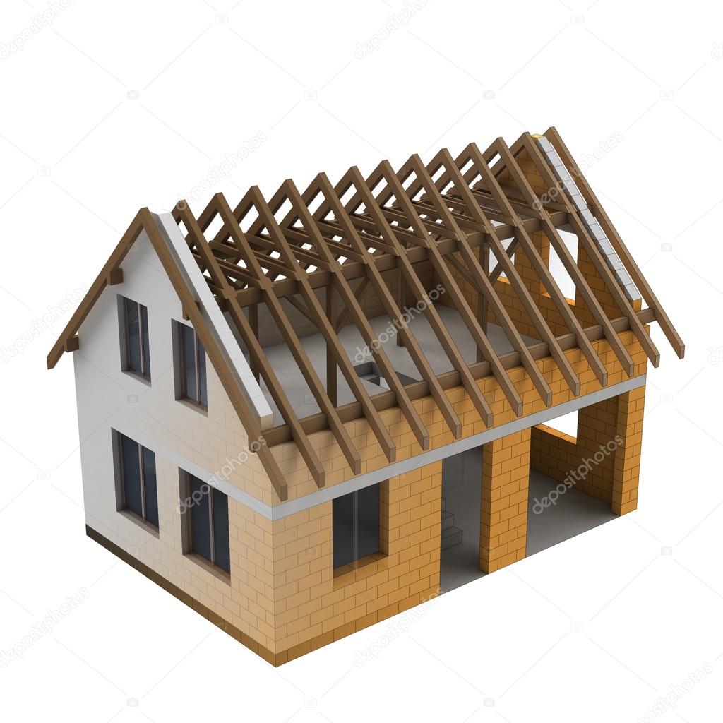 fluent blend of two parts of a house construction