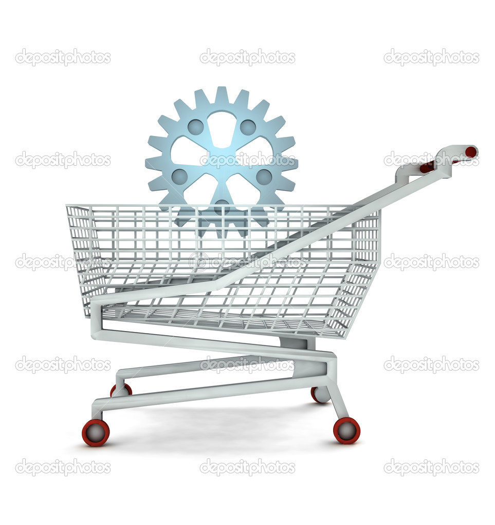 bought spare part in shopping cart isolated