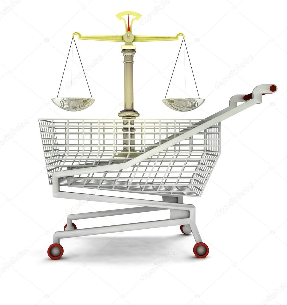 trade justice in shopping cart isolated