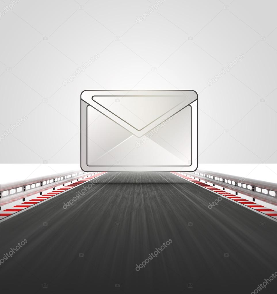 envelope above motorway track leading to information