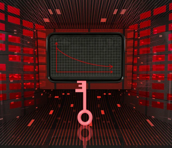 Disminución del negocio o resultados negativos con mala forma clave —  Fotos de Stock