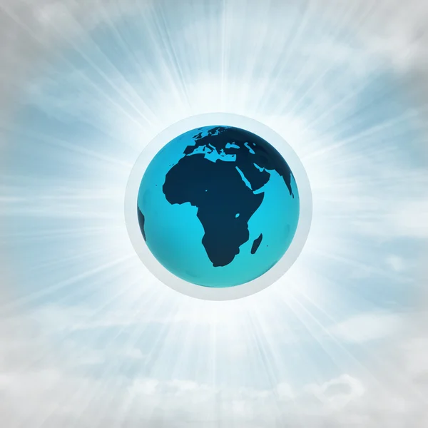 Afrika earth globe in glanzende zeepbel in de lucht met flare — Stockfoto