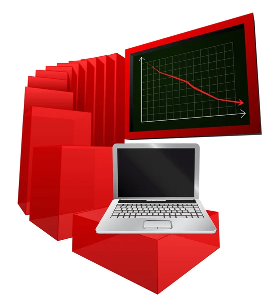 Resultados empresariales negativos de portátiles vector de mercado — Archivo Imágenes Vectoriales