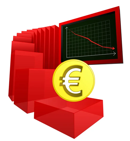 Negativa business bank resultaten av euron vektor — Stock vektor