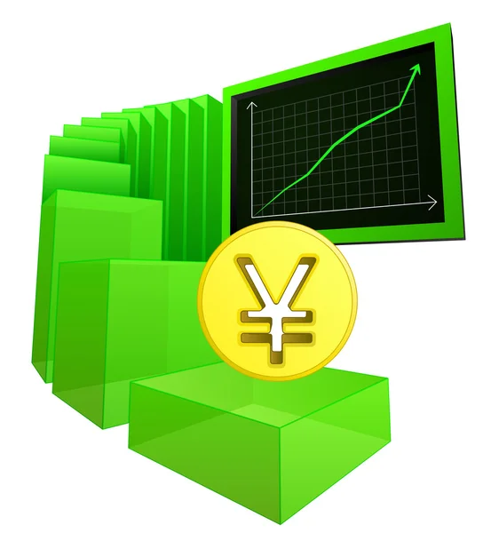 Résultats commerciaux positifs du vecteur yuan ou yen — Image vectorielle