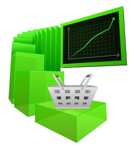 Résultats commerciaux positifs du vecteur du marché du shopping — Image vectorielle