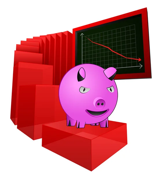 Resultados negativos de negócios de vetor de poupança de dinheiro —  Vetores de Stock