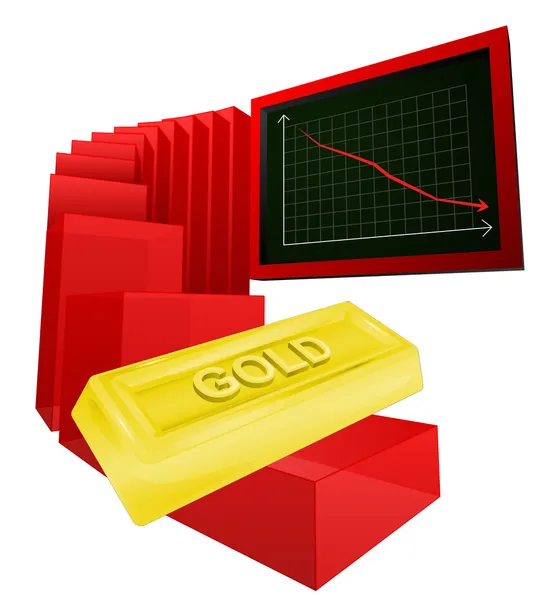 Negative business graph of golden goods vector — Stock Vector