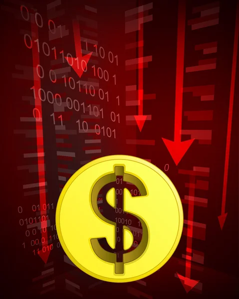 Estadísticas decrecientes negativas en el vector de los países pagadores en dólares — Archivo Imágenes Vectoriales