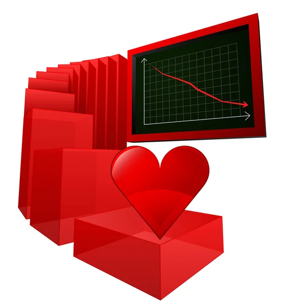 Disminución del poder del vector de análisis del amor — Archivo Imágenes Vectoriales