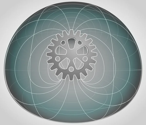 Cellule matricielle industrielle avec roue dentée dans le vecteur central — Image vectorielle