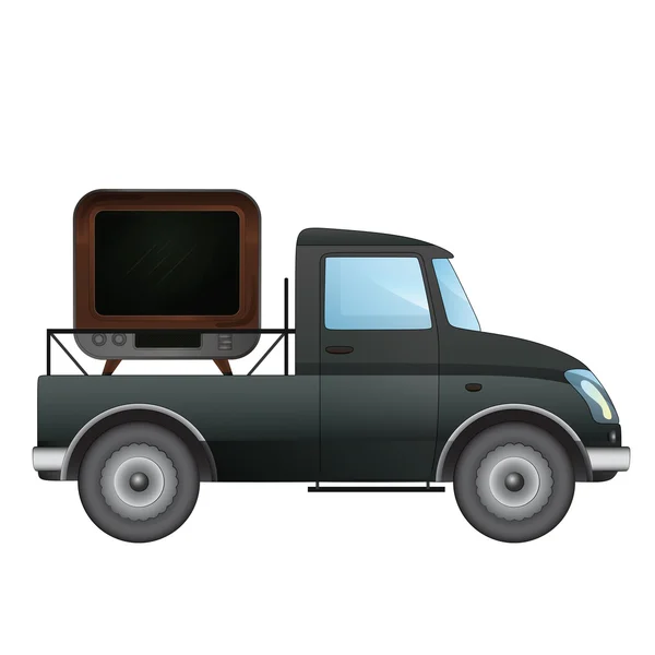 テレビ放送配信ベクトル描画が付いている車の分離ピックアップ — ストックベクタ