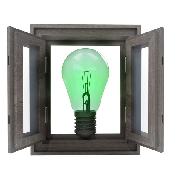 Isolated window opened way to new green ideas — Stock Photo, Image