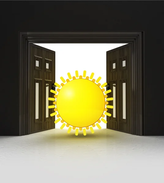 Way to shiny sun through doorway space — Stock Photo, Image