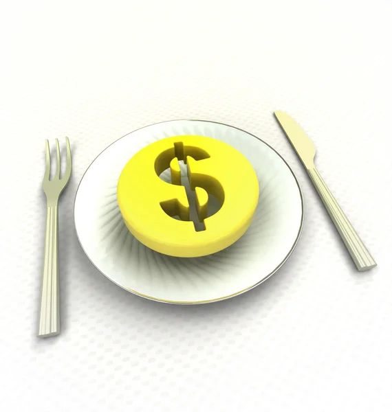 Yemek render için dolar para harcamak — Stok fotoğraf