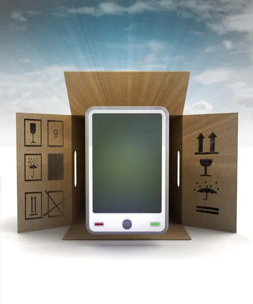 New smart phone product delivery with sky flare — Stock Photo, Image