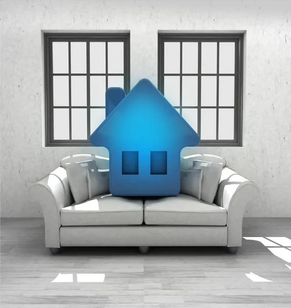 Nytt hus med din bekväma inredning återge — Stockfoto