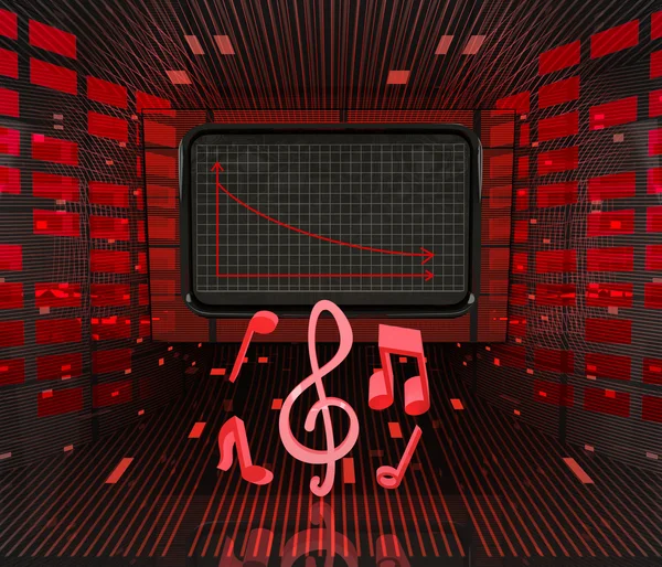 Business minskning eller negativa resultat i musikindustrin — Stockfoto