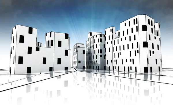 City houses structures as conceptual study with blue sky — Stock Photo, Image