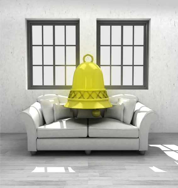 Welcome bell ring to comfortable modern interior design render — Stock Photo, Image