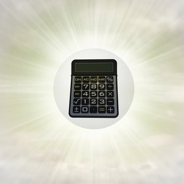Zakelijke rekenmachine in glanzende zeepbel in de lucht met flare — Stockfoto
