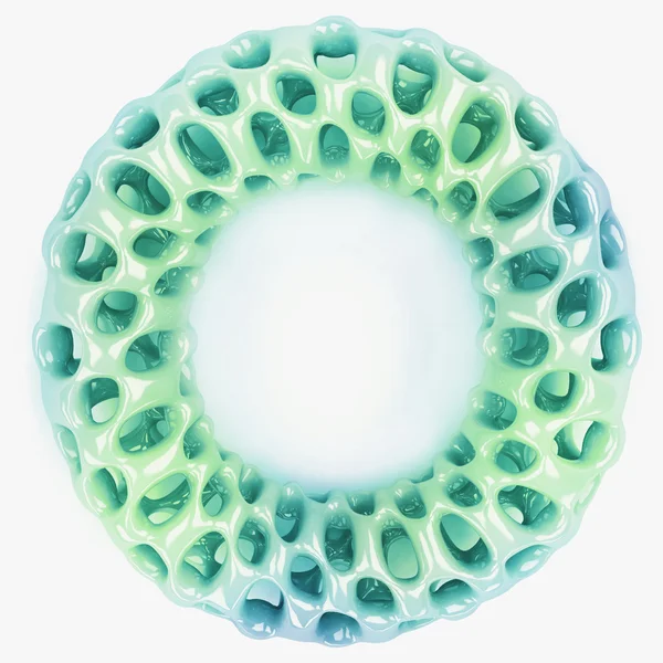 Concepto de diseño de tubo de círculo metálico verde y perforado — Foto de Stock