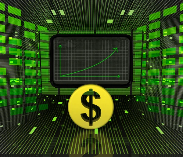 Business previsione grafico positivo o risultati della valuta Dollaro — Foto Stock