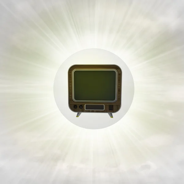 Retro television in glossy bubble in the air with flare — Stock Photo, Image