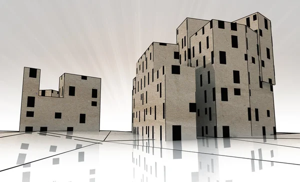 Kavramsal bir çalışma kağıt kutular gibi yapıları evler — Stok fotoğraf