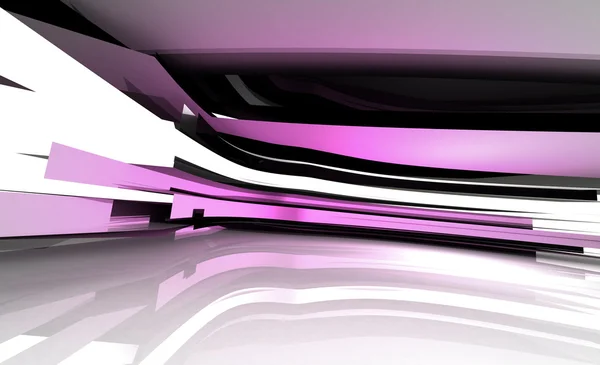 紫罗兰色的抽象弯形三维结构 — 图库照片