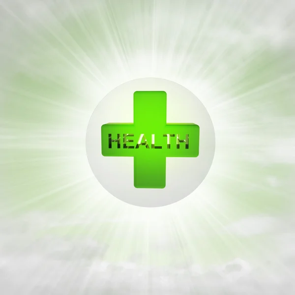 Ícone de saúde em bolha brilhante no ar com flare — Fotografia de Stock