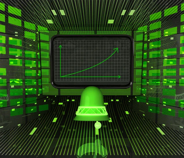 Pronóstico del gráfico positivo de negocios o resultados con campana de bienvenida — Foto de Stock