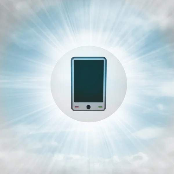 Smatr phone technology in glossy bubble in the air with flare — Stock Photo, Image