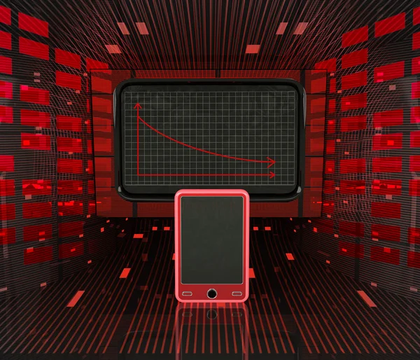 Disminución del negocio o resultados negativos de la tecnología de teléfonos inteligentes — Foto de Stock