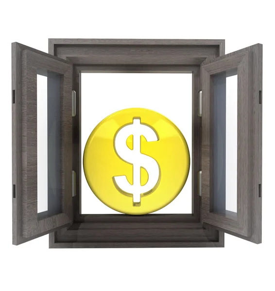 Isolated opened window to financial american business — Stock Photo, Image