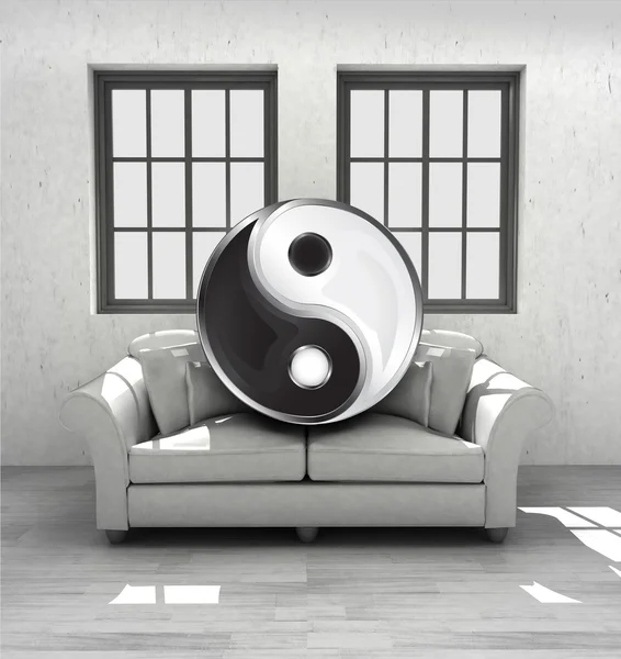 Meditaci a relaxaci v klidné interiérového designu — Stock fotografie