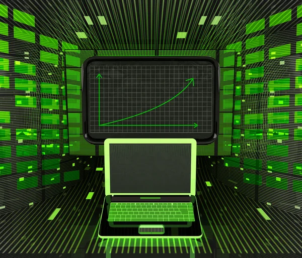 Previsioni di grafico positivo per le imprese o risultati nel settore informatico — Foto Stock