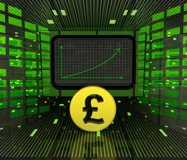 Biznes pozytywny wykres prognozy lub wyniki brytyjskiej waluty — Zdjęcie stockowe
